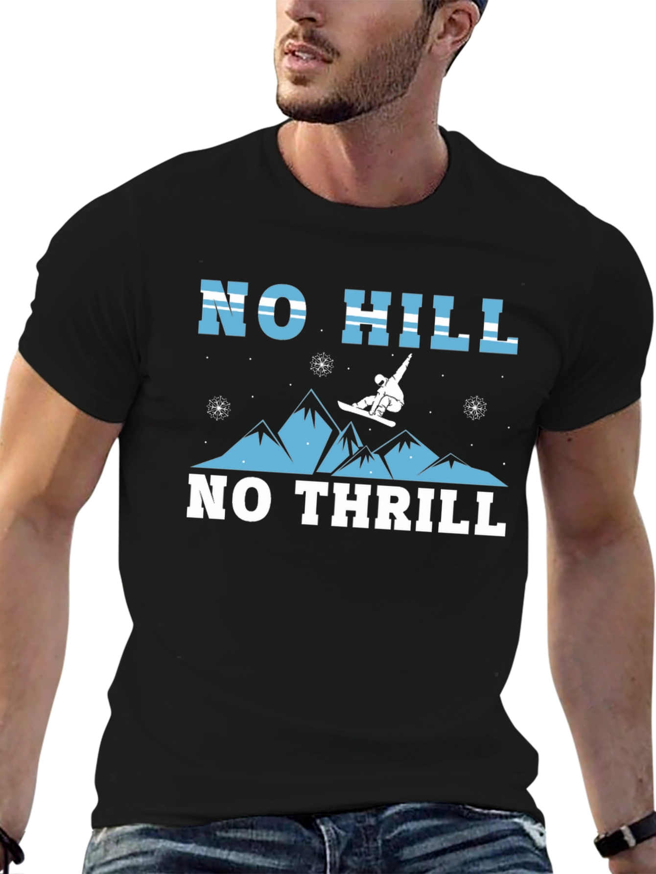 No Hill No Thrill Snowboarder Graphic T-Shirt