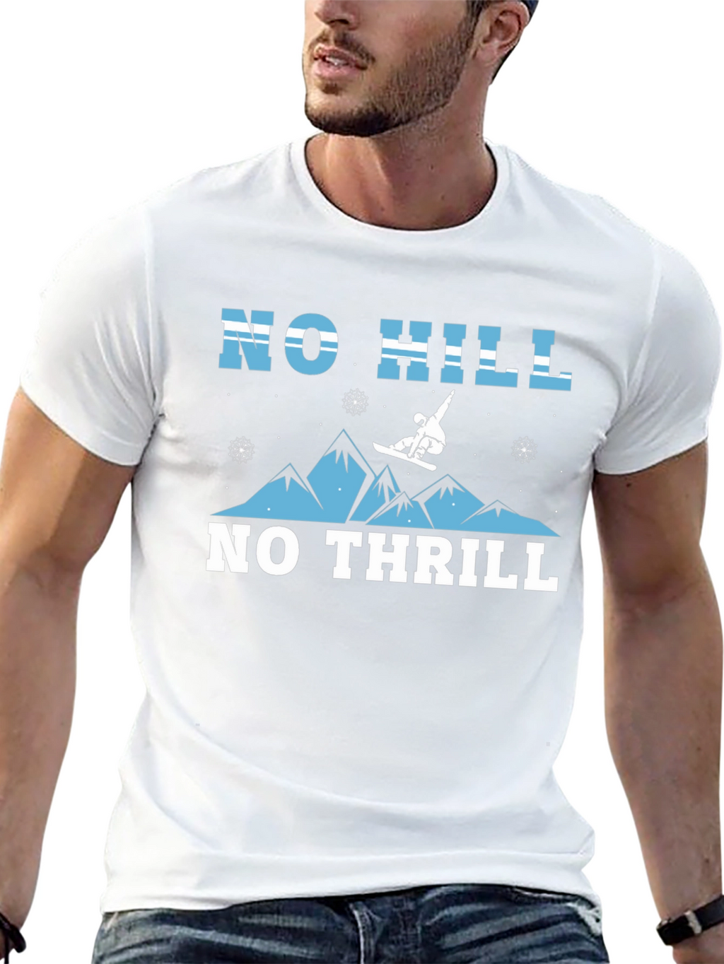 No Hill No Thrill Snowboarder Graphic T-Shirt