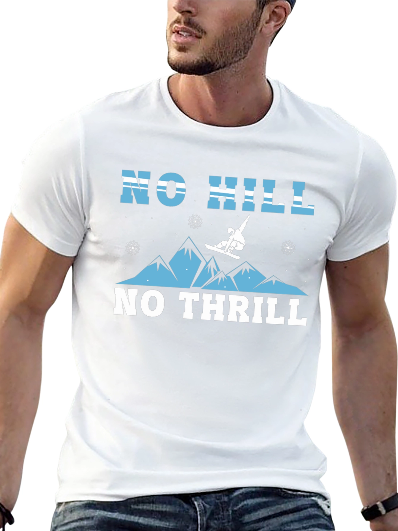 No Hill No Thrill Snowboarder Graphic T-Shirt