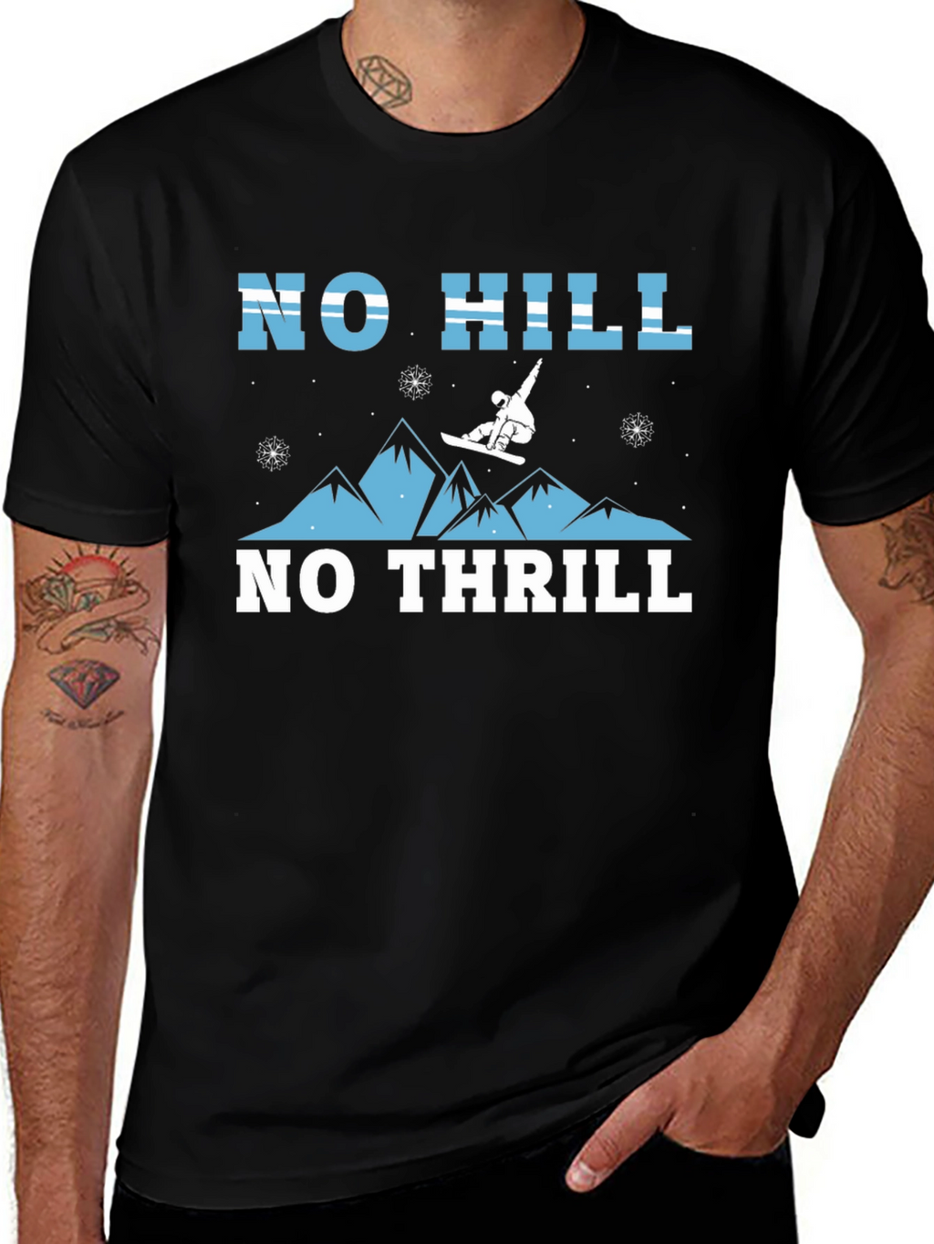 No Hill No Thrill Snowboarder Graphic T-Shirt