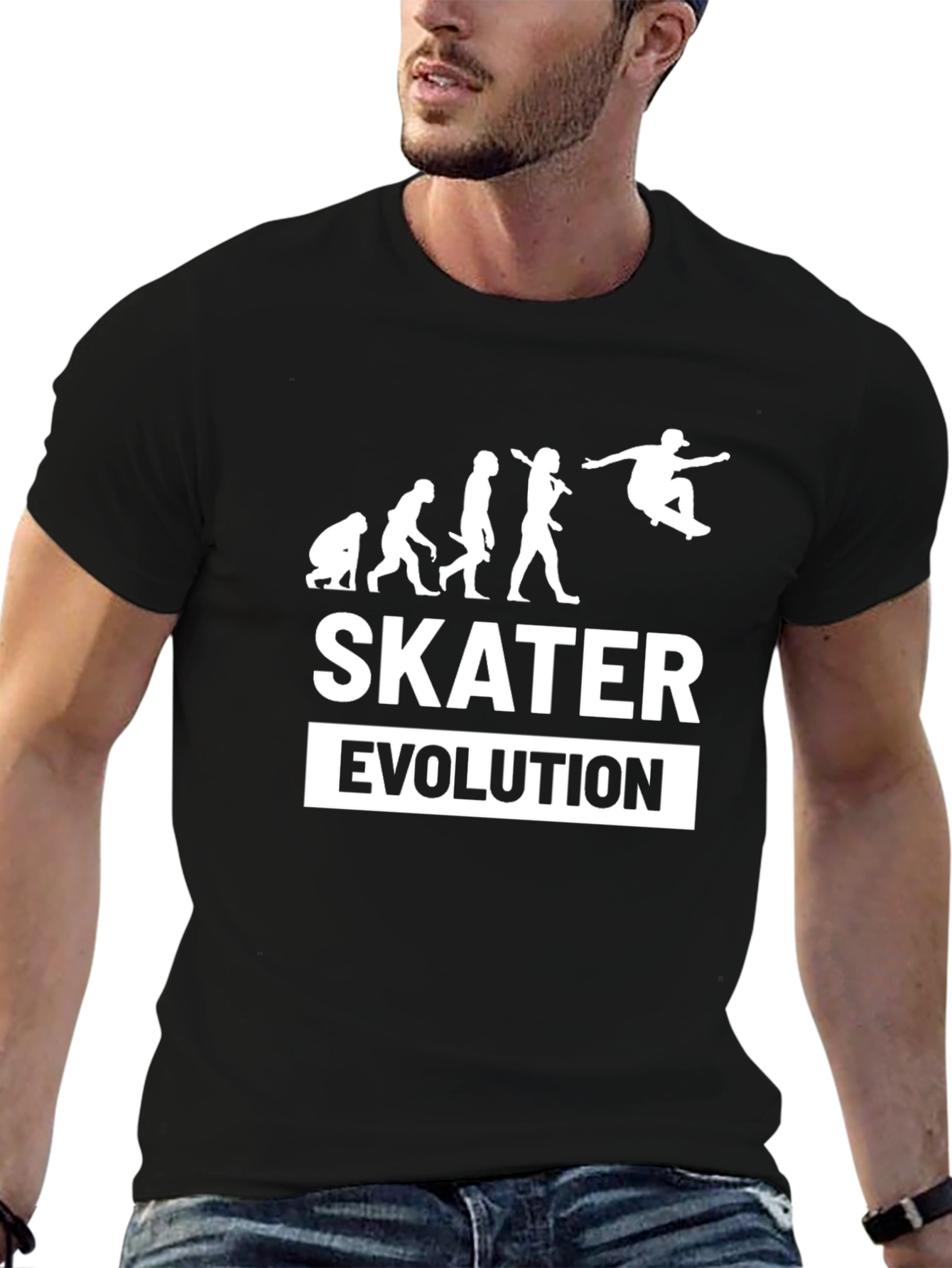 Skater Evolution Graphic Tee - Black Cotton Blend