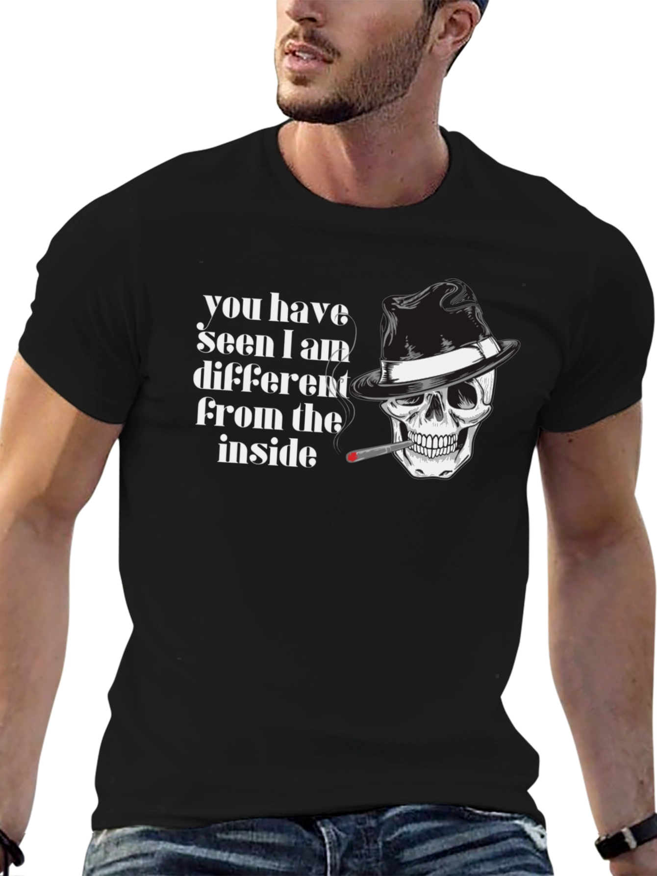 Skull & Fedora Graphic T-Shirt - You Have Seen I Am Different