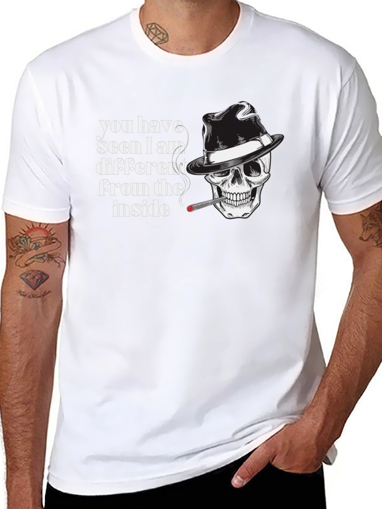 Skull & Fedora Graphic T-Shirt - You Have Seen I Am Different