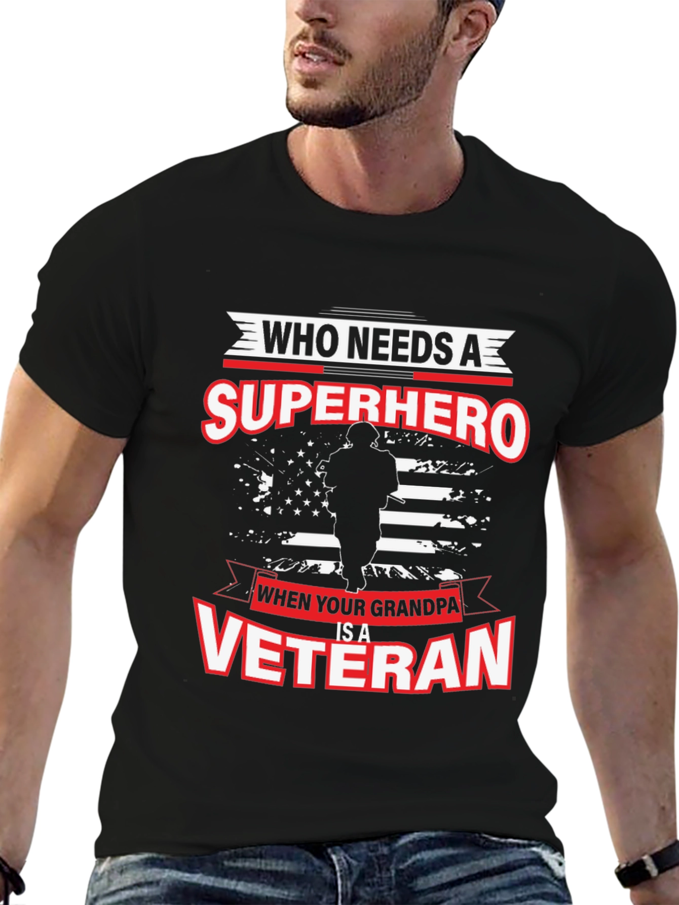 Grandpa Veteran T-Shirt: Superhero Graphic Tee