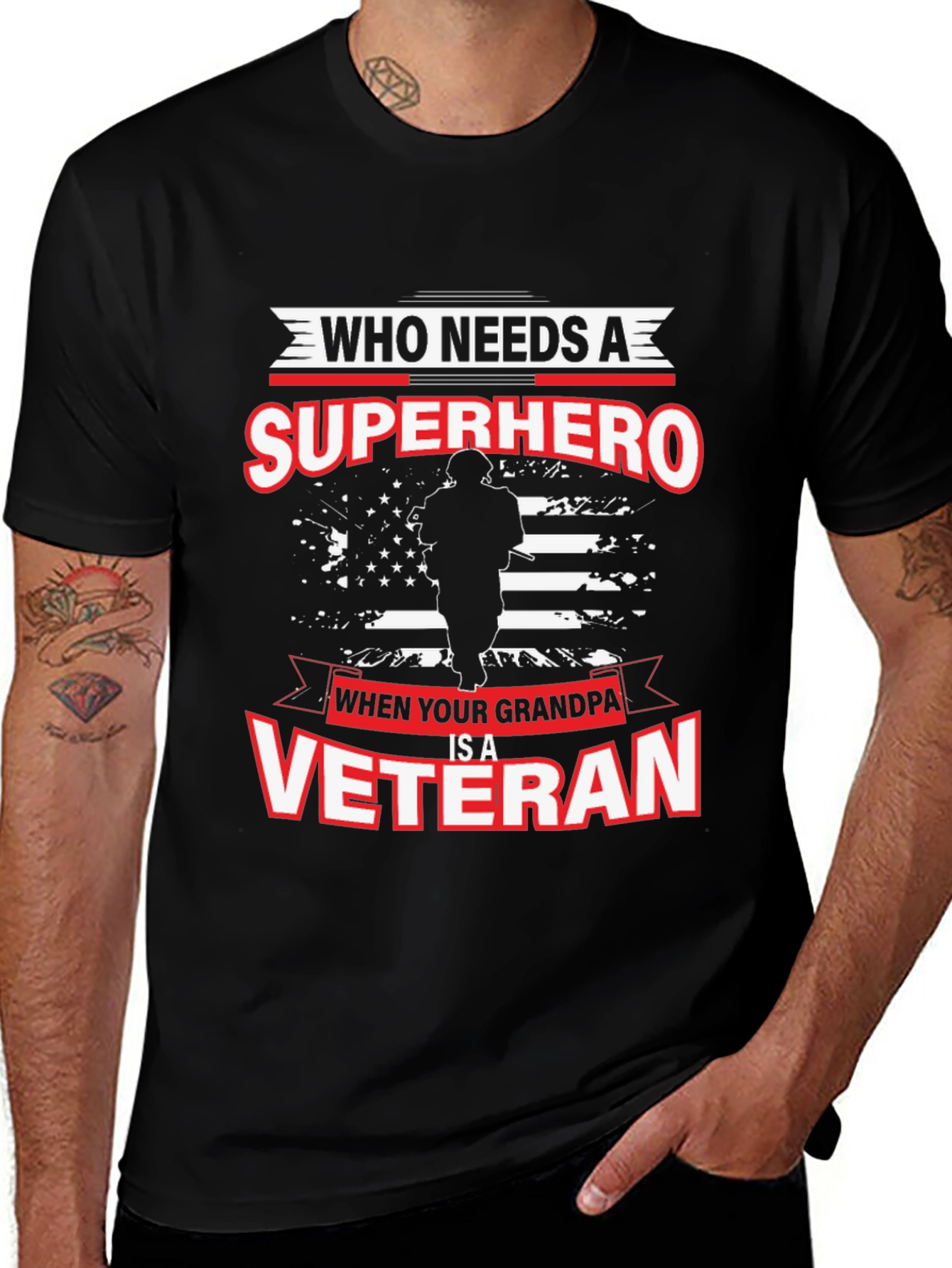Grandpa Veteran T-Shirt: Superhero Graphic Tee