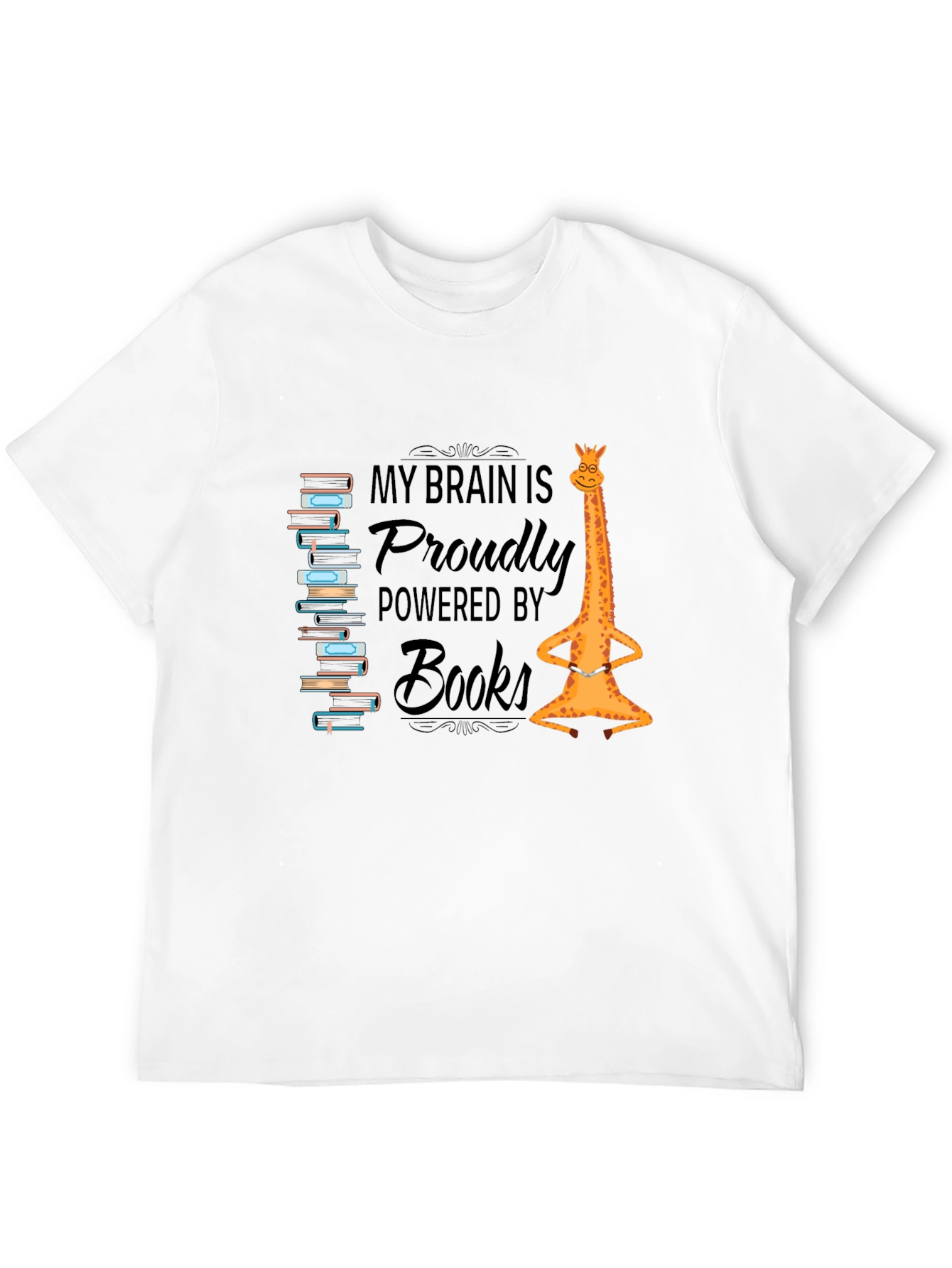 Brain Powered by Books Giraffe T-Shirt