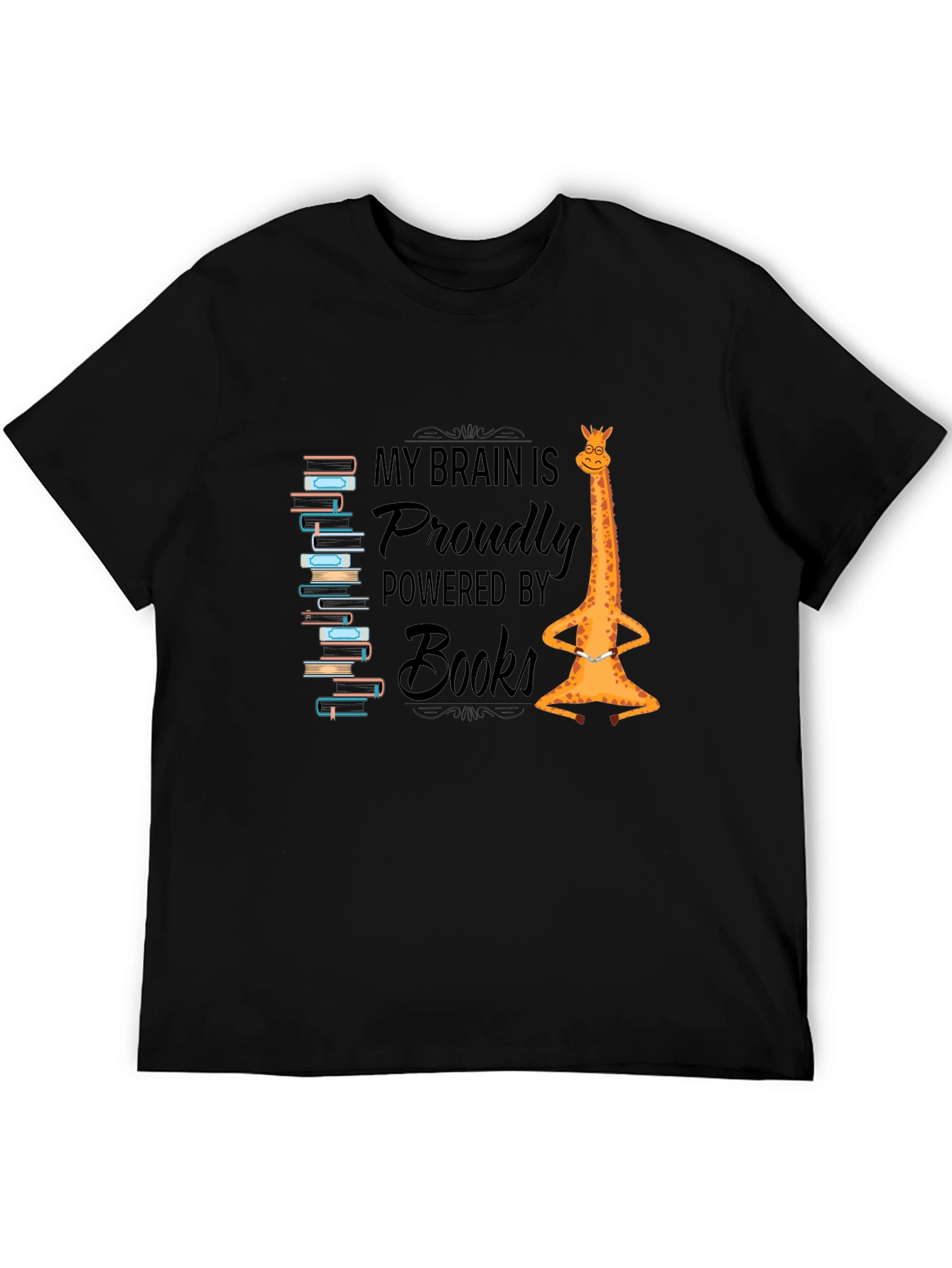 Brain Powered by Books Giraffe T-Shirt