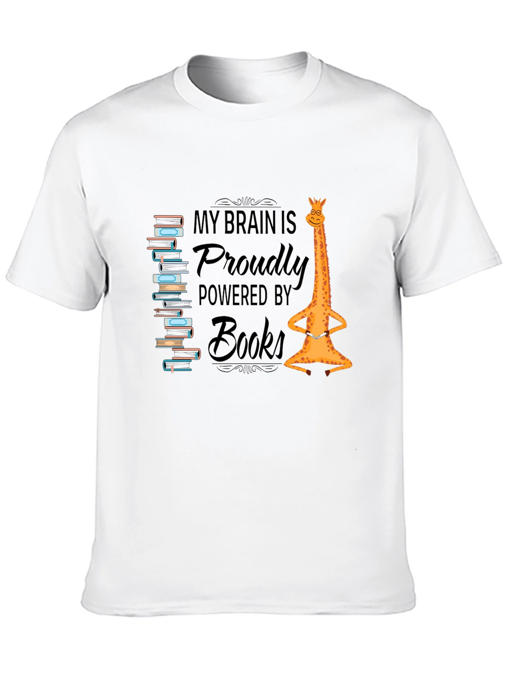 Brain Powered by Books Giraffe T-Shirt