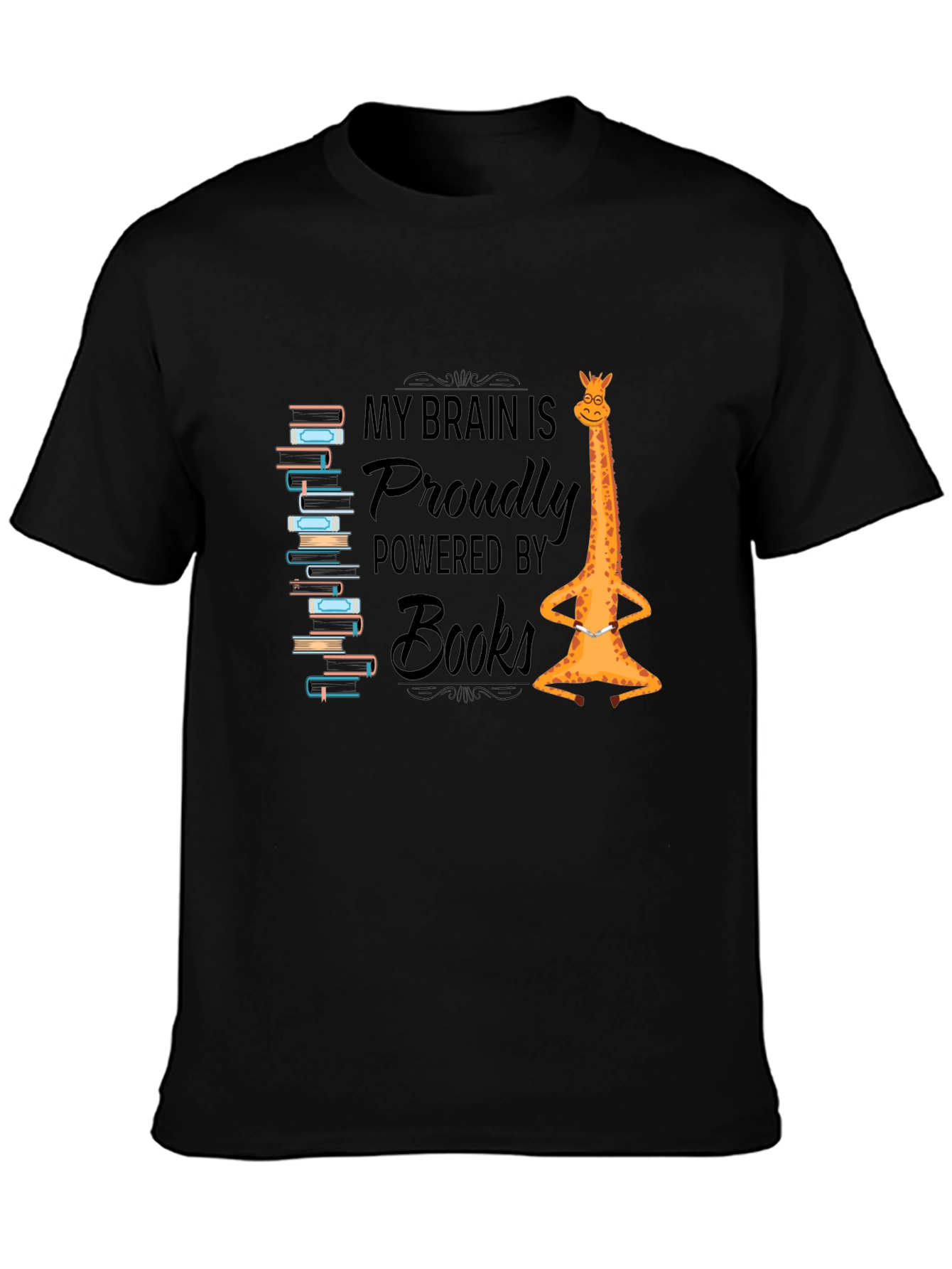 Brain Powered by Books Giraffe T-Shirt