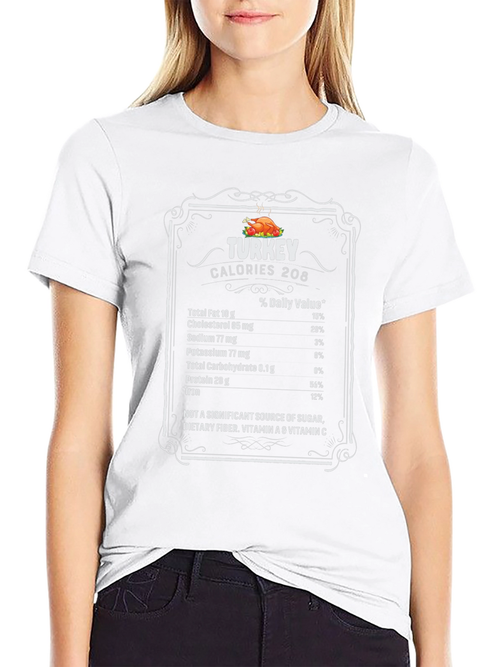 Turkey Nutrition Facts Graphic Tee - Black T-Shirt