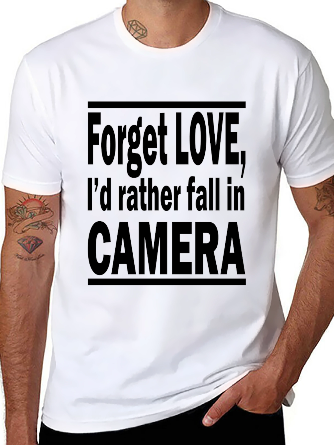 Forget Love Camera Black Graphic Tee