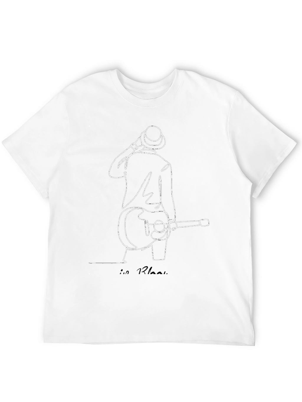 Line Art Musician T-Shirt - Black Cotton Blend