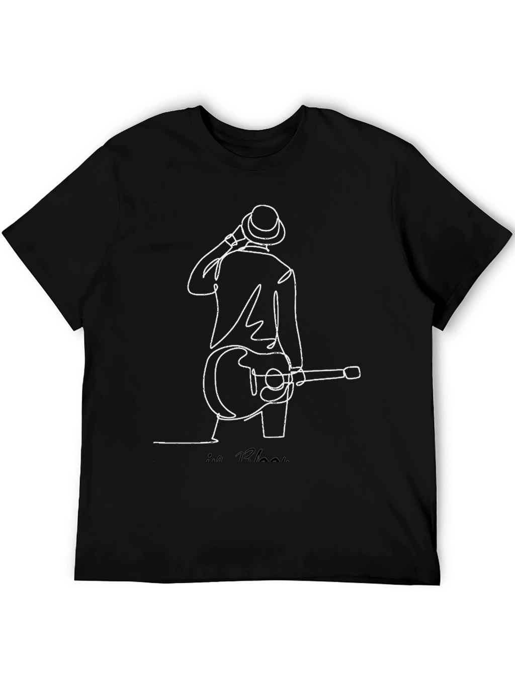 Line Art Musician T-Shirt - Black Cotton Blend