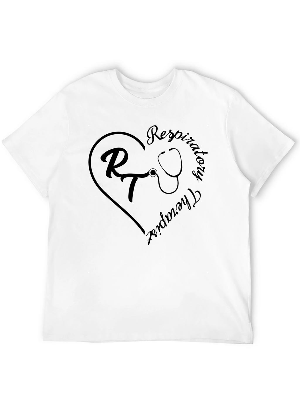 Respiratory Therapist Heart Stethoscope Black T-Shirt