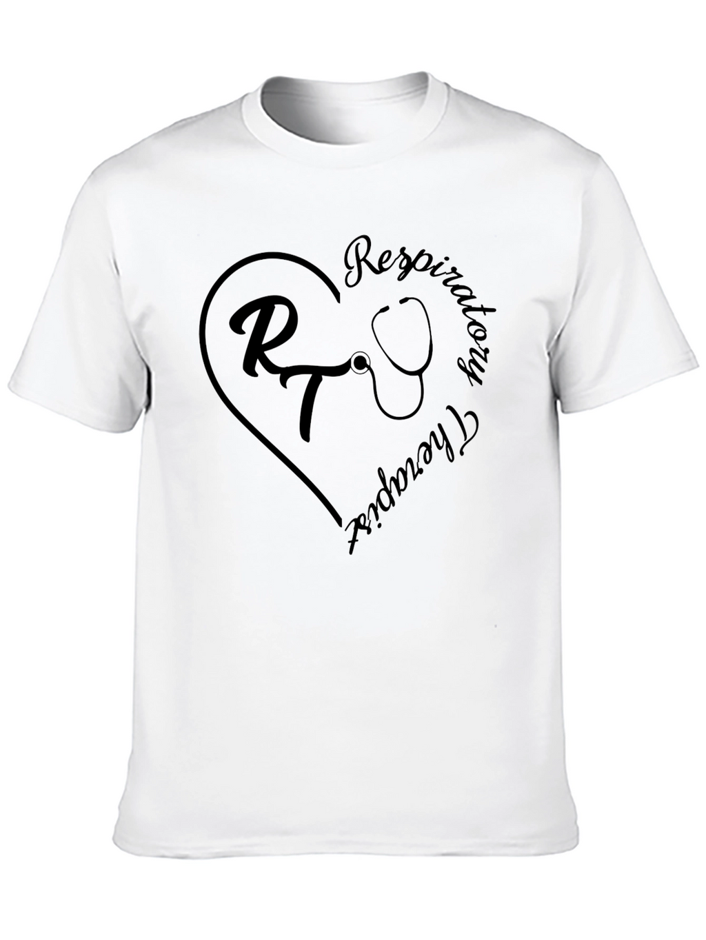 Respiratory Therapist Heart Stethoscope Black T-Shirt