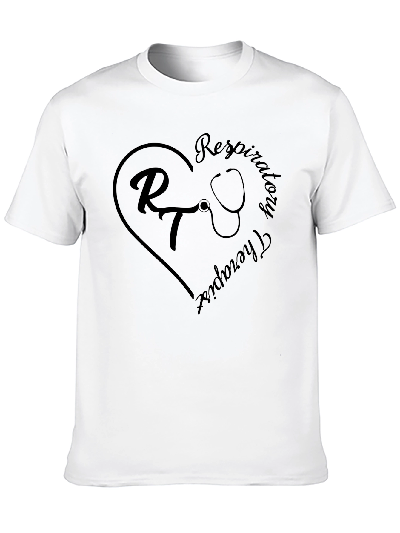 Respiratory Therapist Heart Stethoscope Black T-Shirt