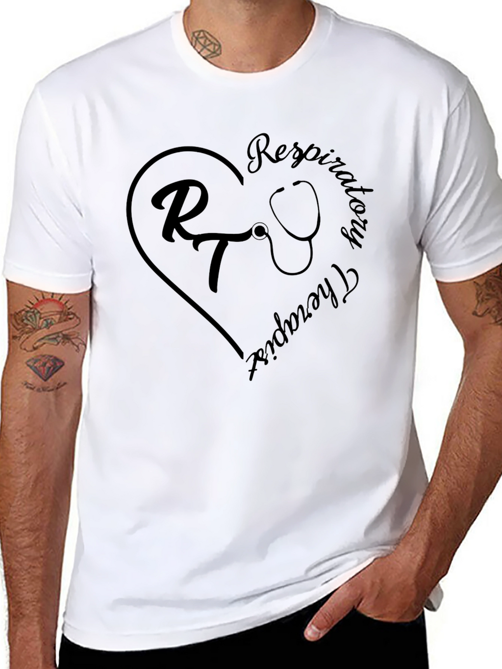 Respiratory Therapist Heart Stethoscope Black T-Shirt