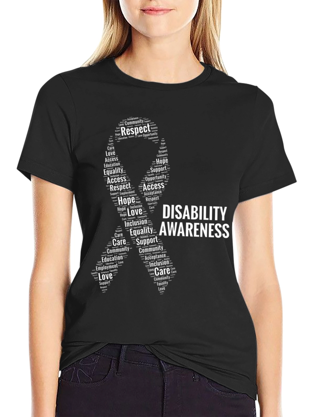 Disability Awareness Ribbon Word Art T-Shirt