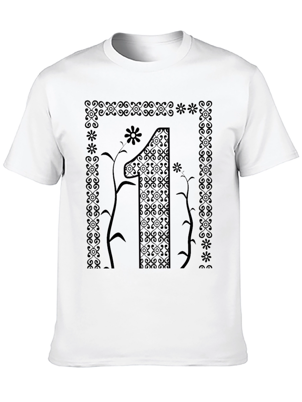 Elegant Number One Graphic Tee - Stylish Black T-Shirt
