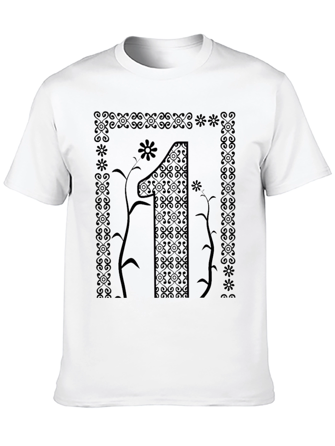 Elegant Number One Graphic Tee - Stylish Black T-Shirt