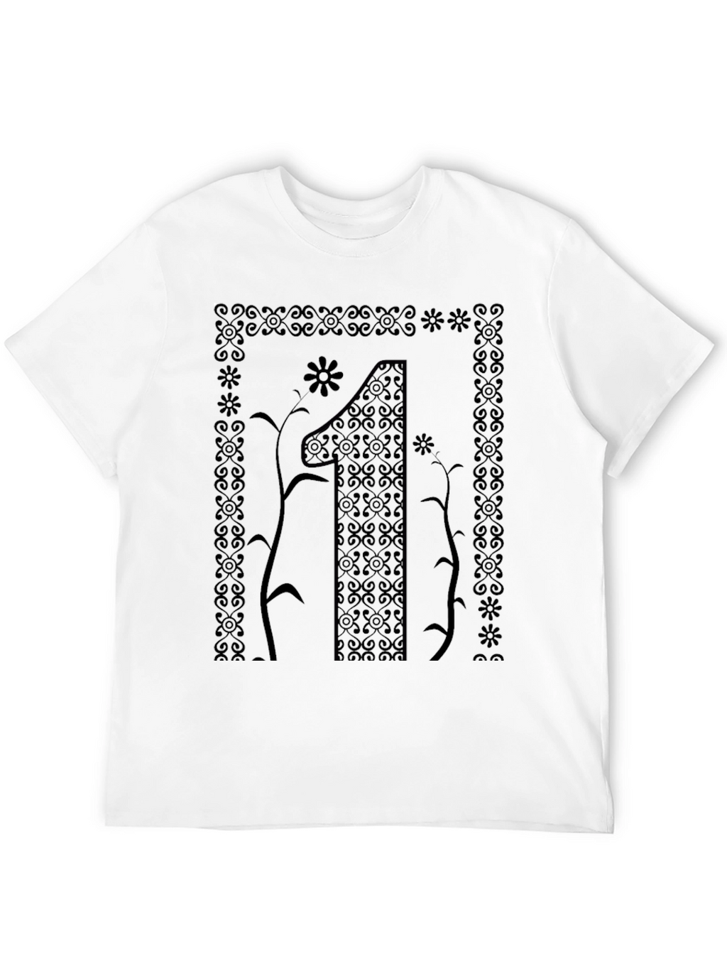 Elegant Number One Graphic Tee - Stylish Black T-Shirt