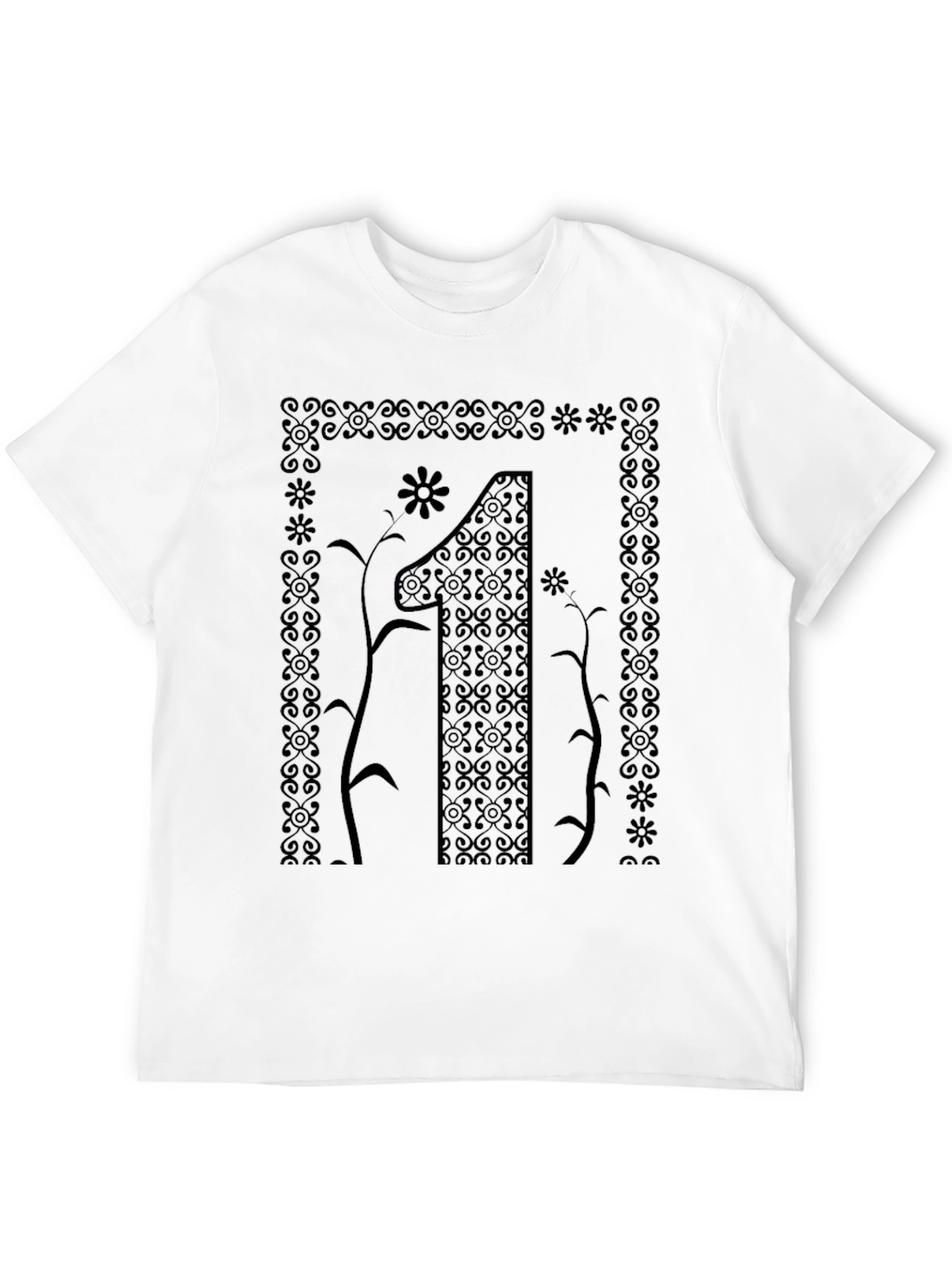Elegant Number One Graphic Tee - Stylish Black T-Shirt