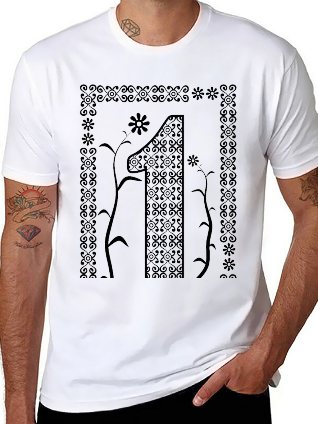 Elegant Number One Graphic Tee - Stylish Black T-Shirt