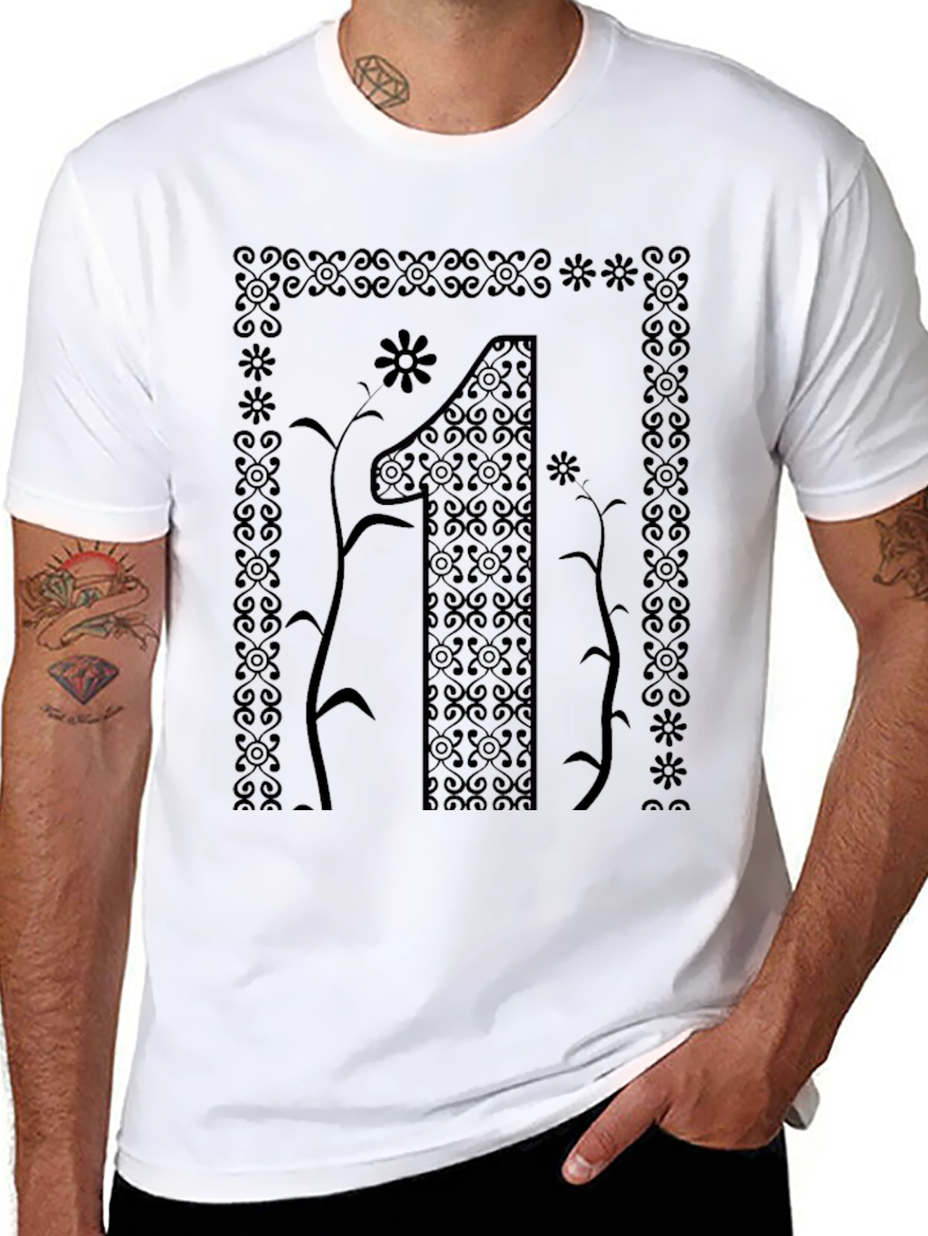 Elegant Number One Graphic Tee - Stylish Black T-Shirt