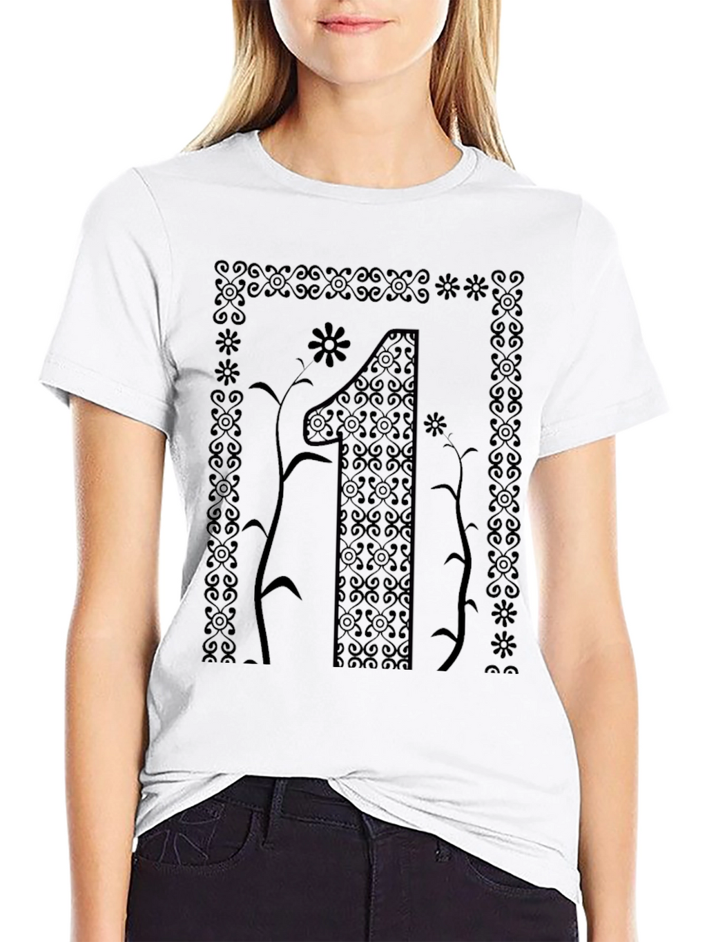 Elegant Number One Graphic Tee - Stylish Black T-Shirt