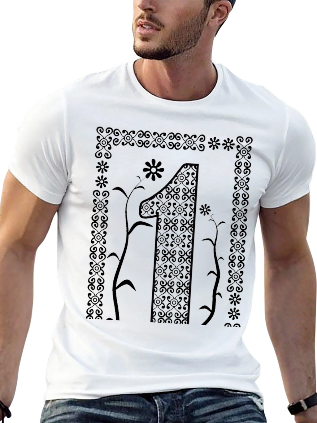 Elegant Number One Graphic Tee - Stylish Black T-Shirt