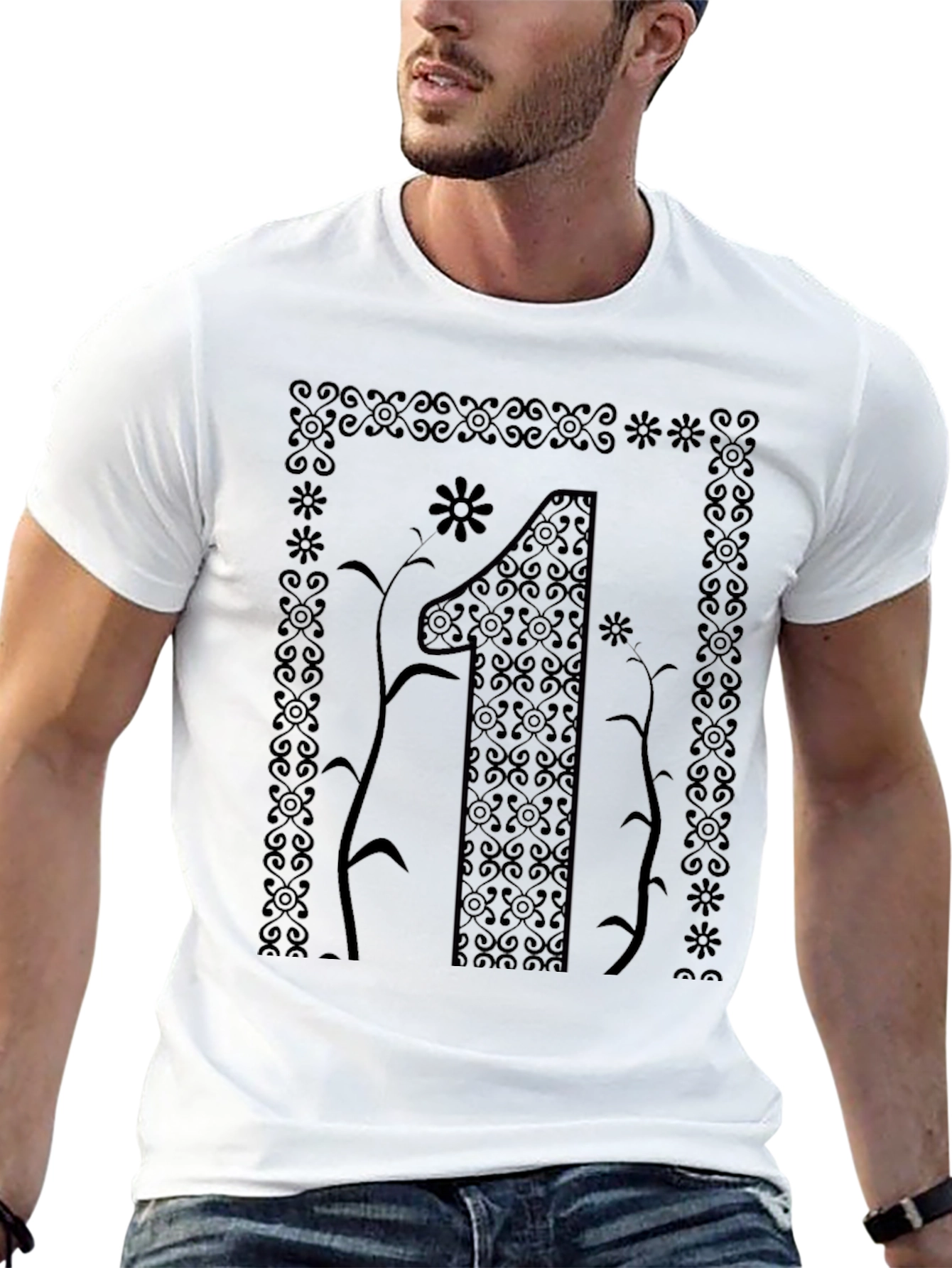 Elegant Number One Graphic Tee - Stylish Black T-Shirt