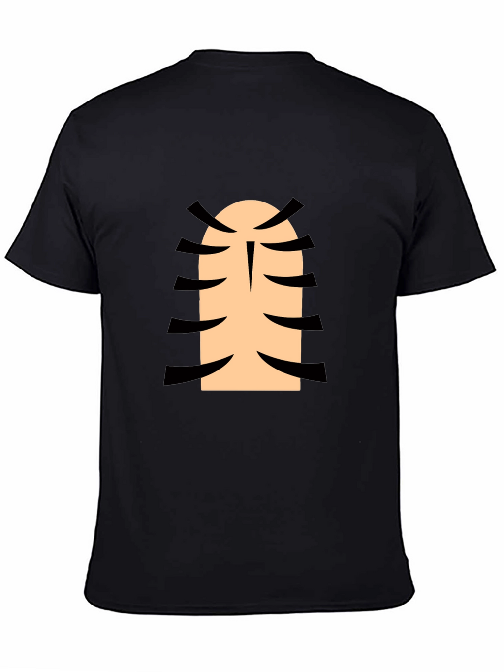 Funny Cartoon Character Rib Cage Graphic Black T-Shirt