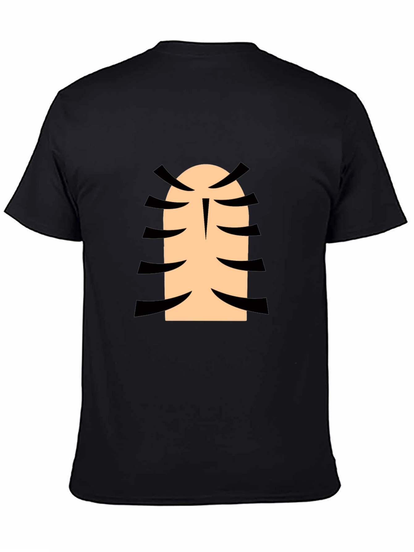 Funny Cartoon Character Rib Cage Graphic Black T-Shirt