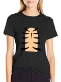 Funny Cartoon Character Rib Cage Graphic Black T-Shirt
