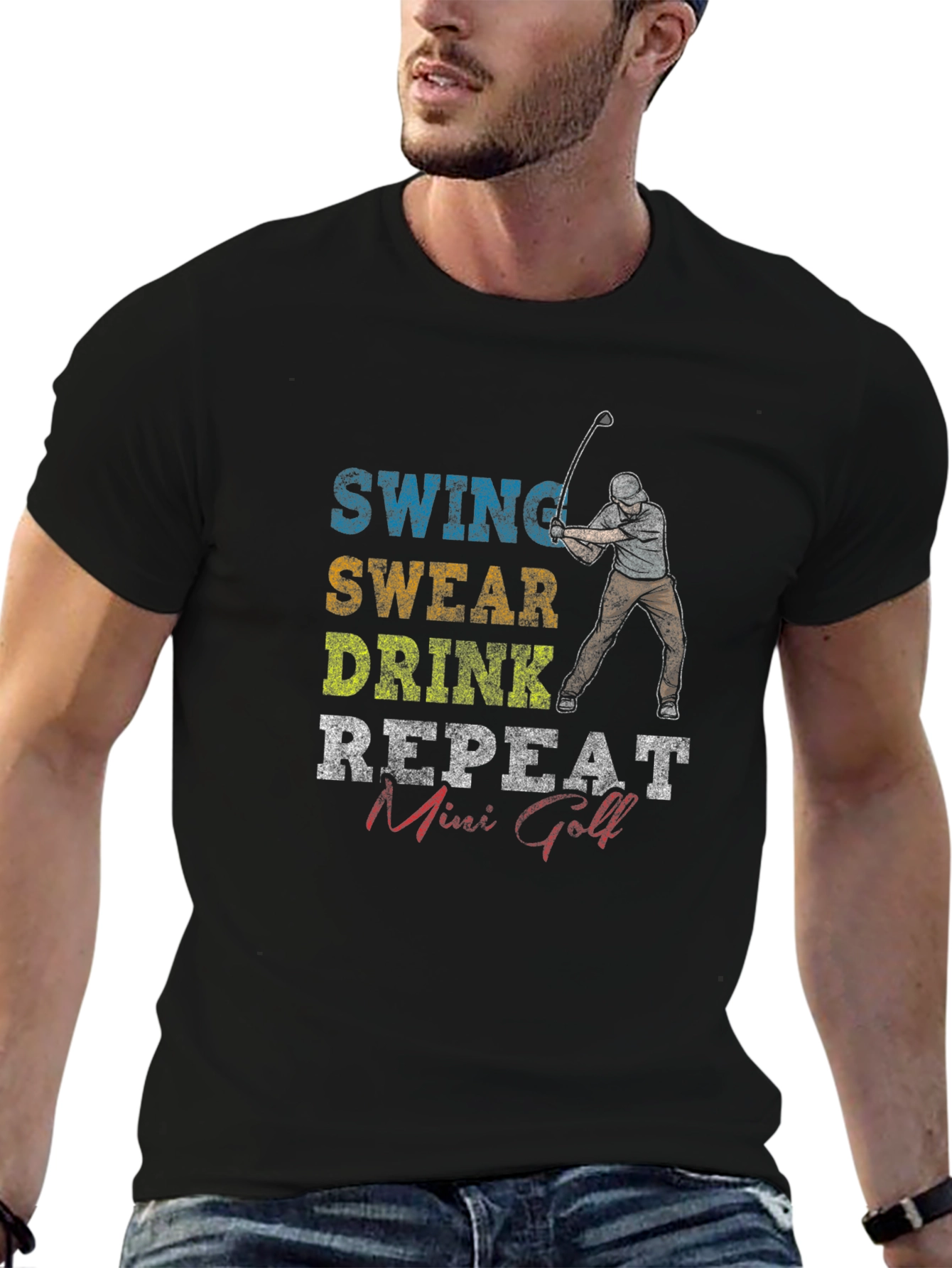 Swing Swear Drink Repeat Mini Golf Graphic Tee