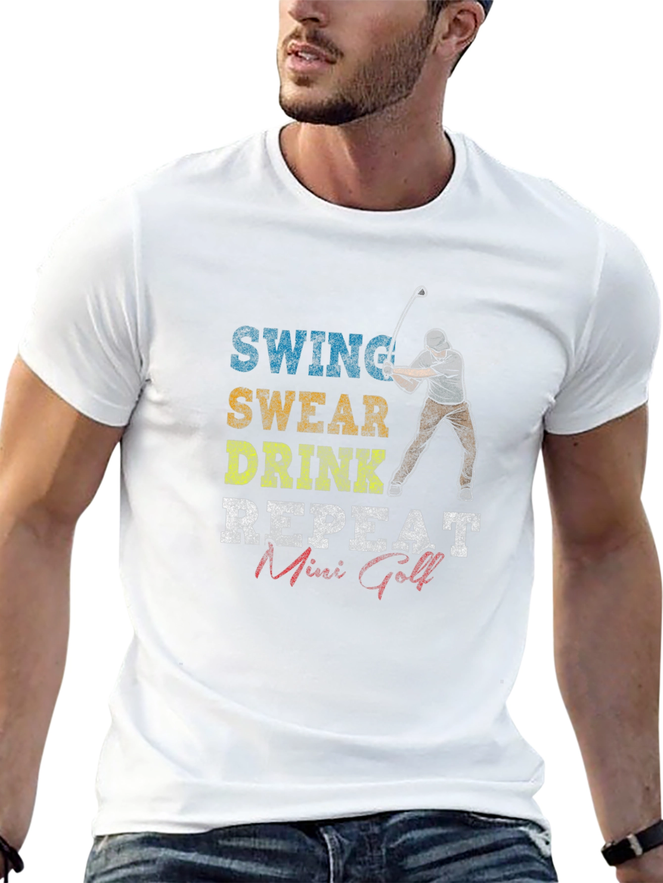 Swing Swear Drink Repeat Mini Golf Graphic Tee