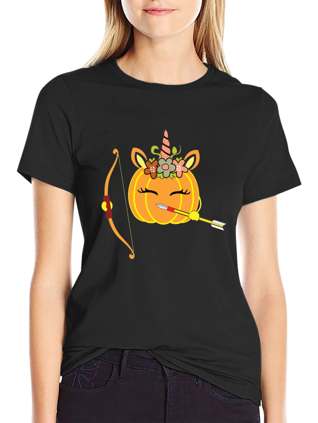 Unicorn Pumpkin Bow Arrow T-Shirt