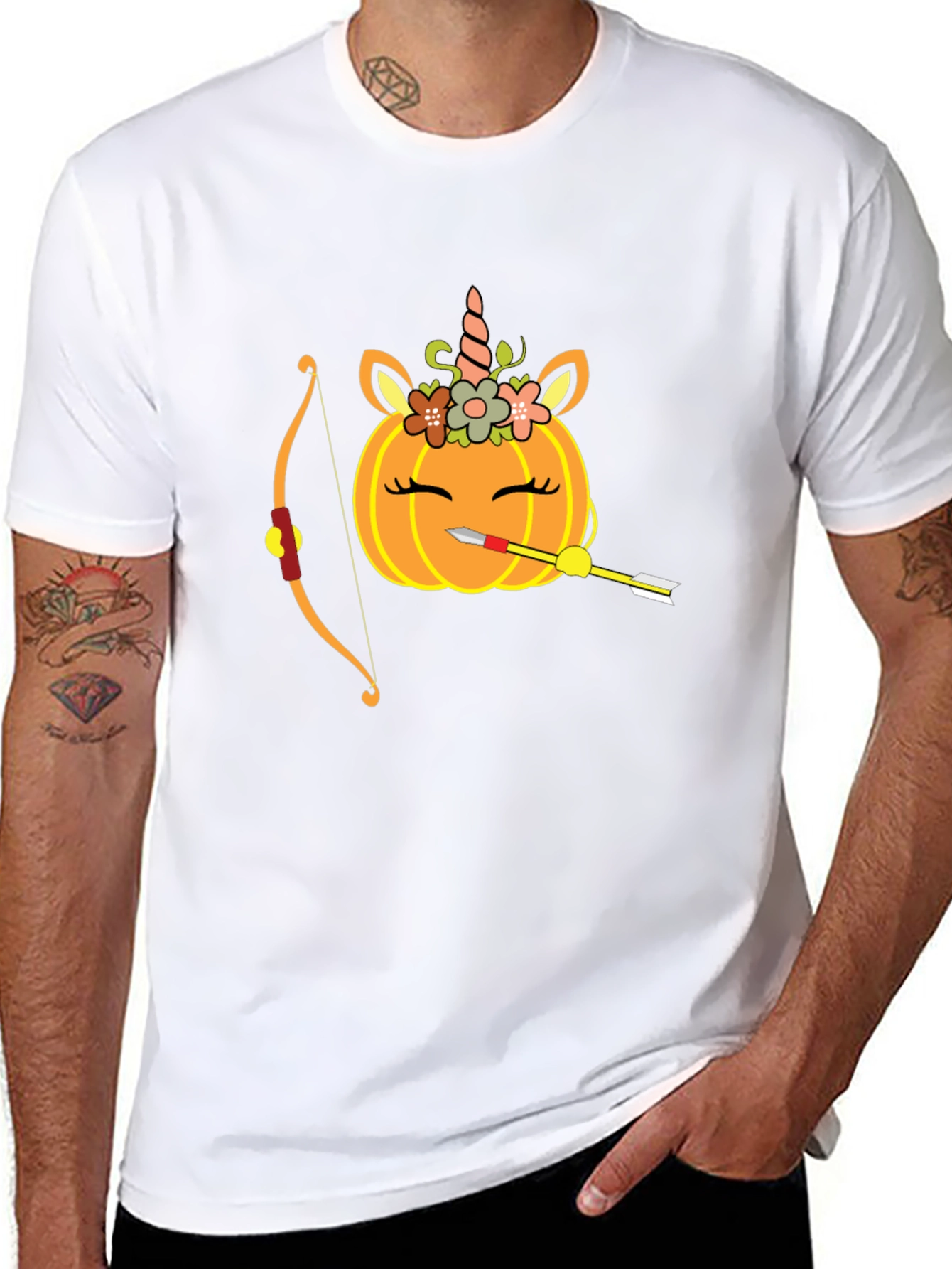 Unicorn Pumpkin Bow Arrow T-Shirt