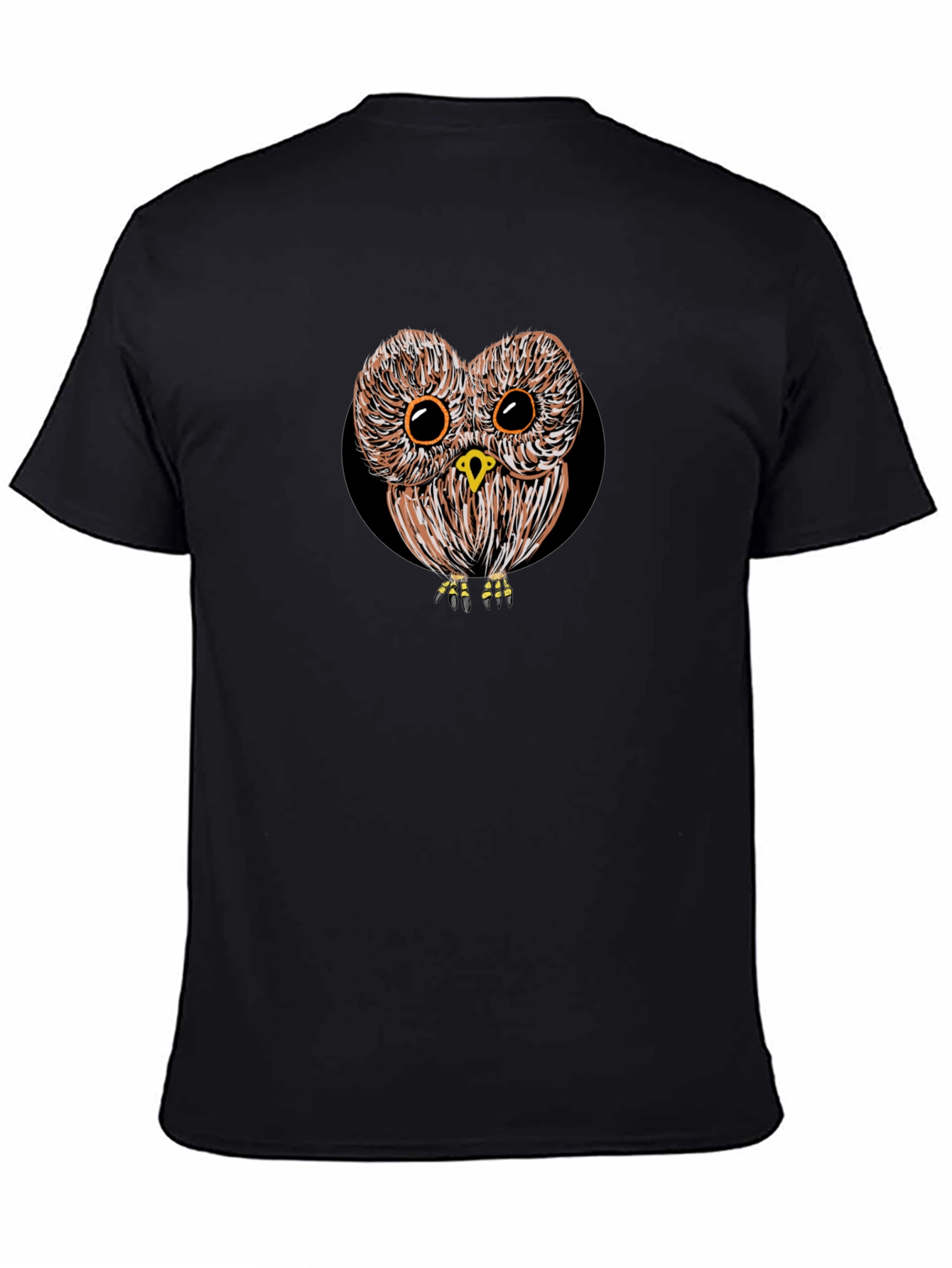Owl Graphic T-Shirt - Black Cotton Tee for Men