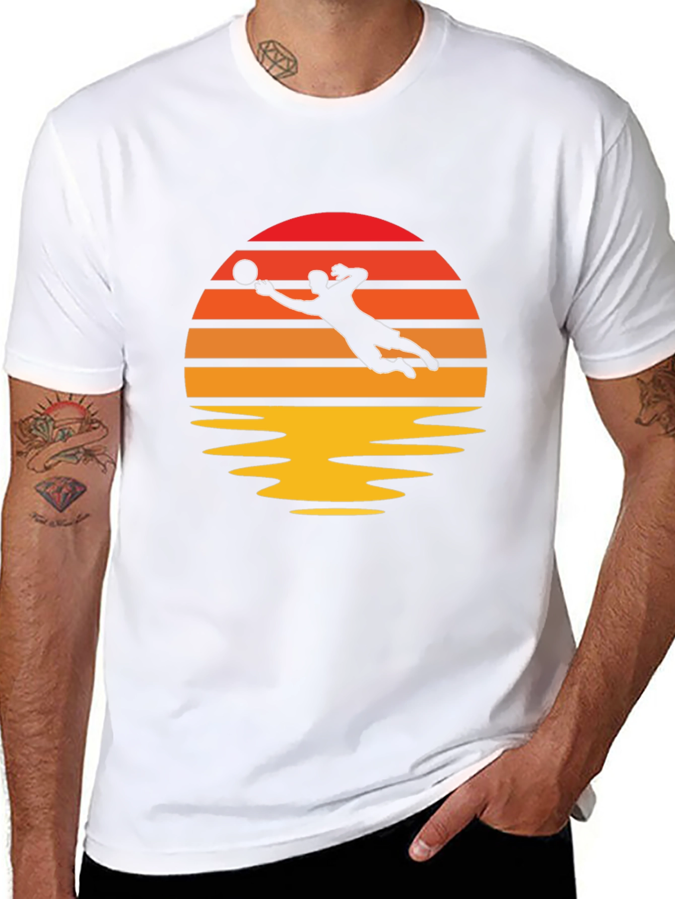 Volleyball Sunset Graphic Tee - Black