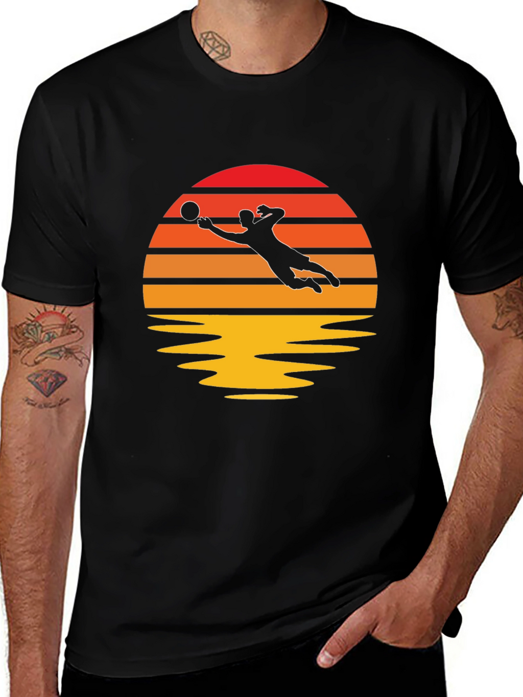 Volleyball Sunset Graphic Tee - Black