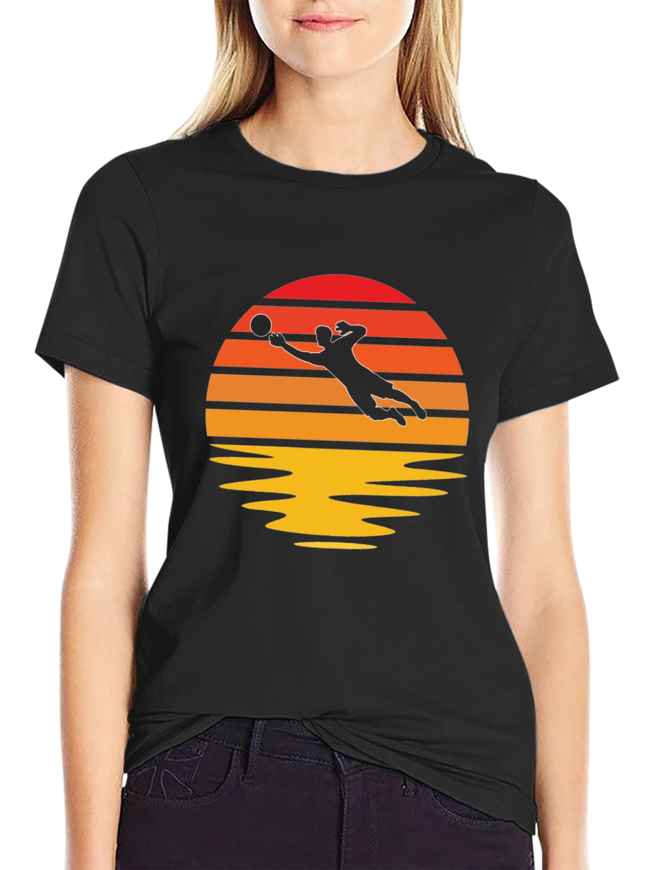 Volleyball Sunset Graphic Tee - Black