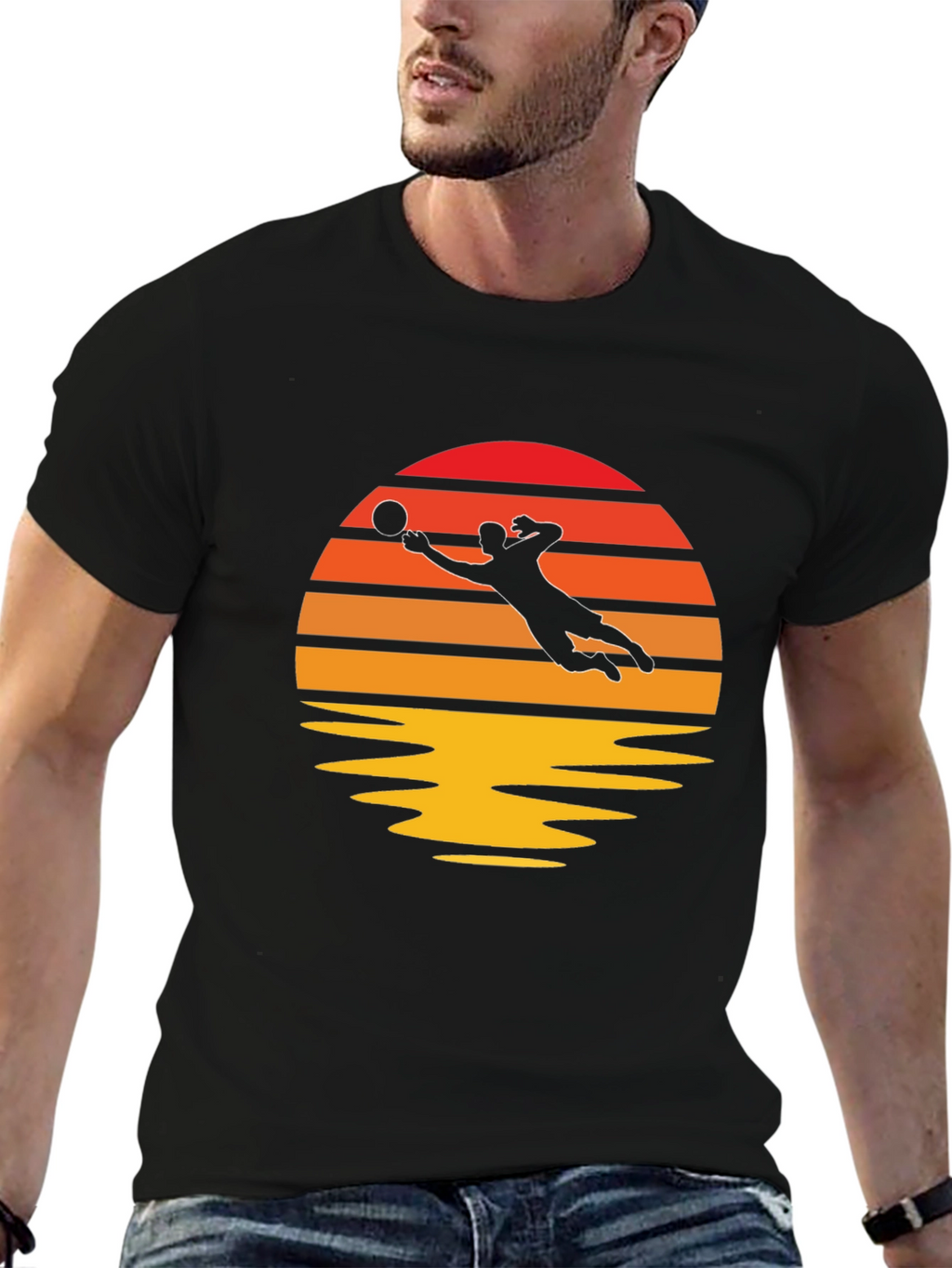 Volleyball Sunset Graphic Tee - Black