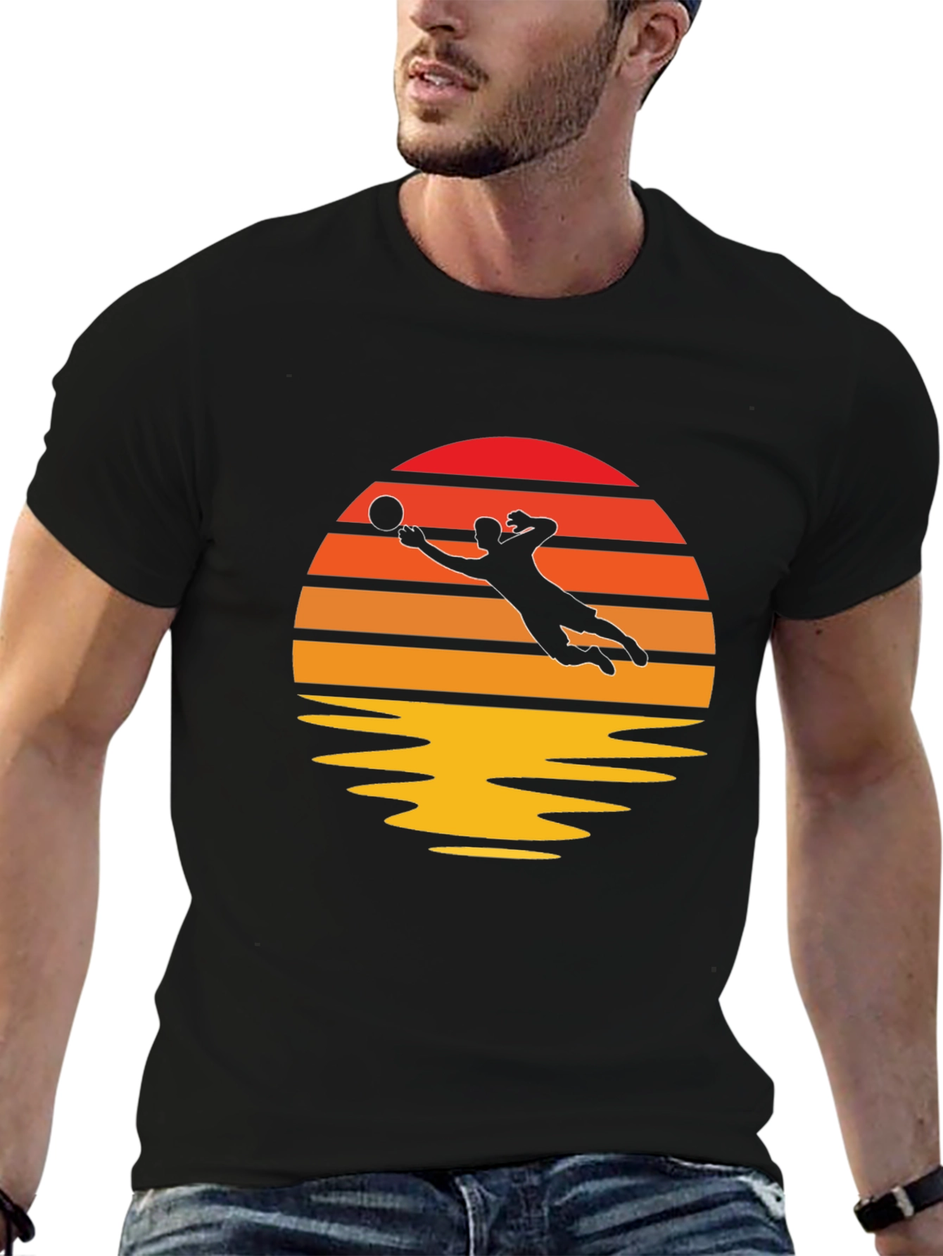 Volleyball Sunset Graphic Tee - Black
