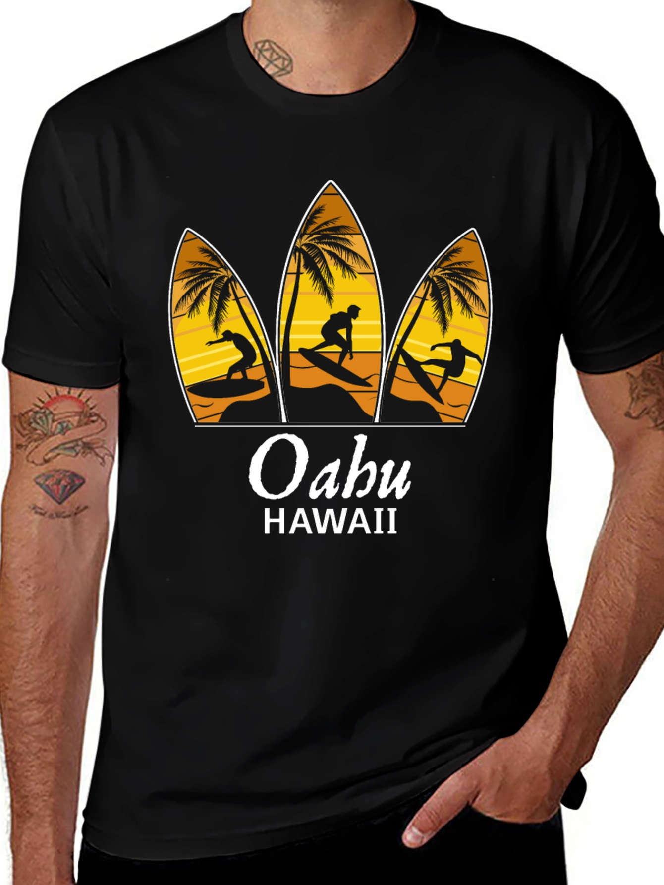 Oahu Hawaii Surfboard T-Shirt