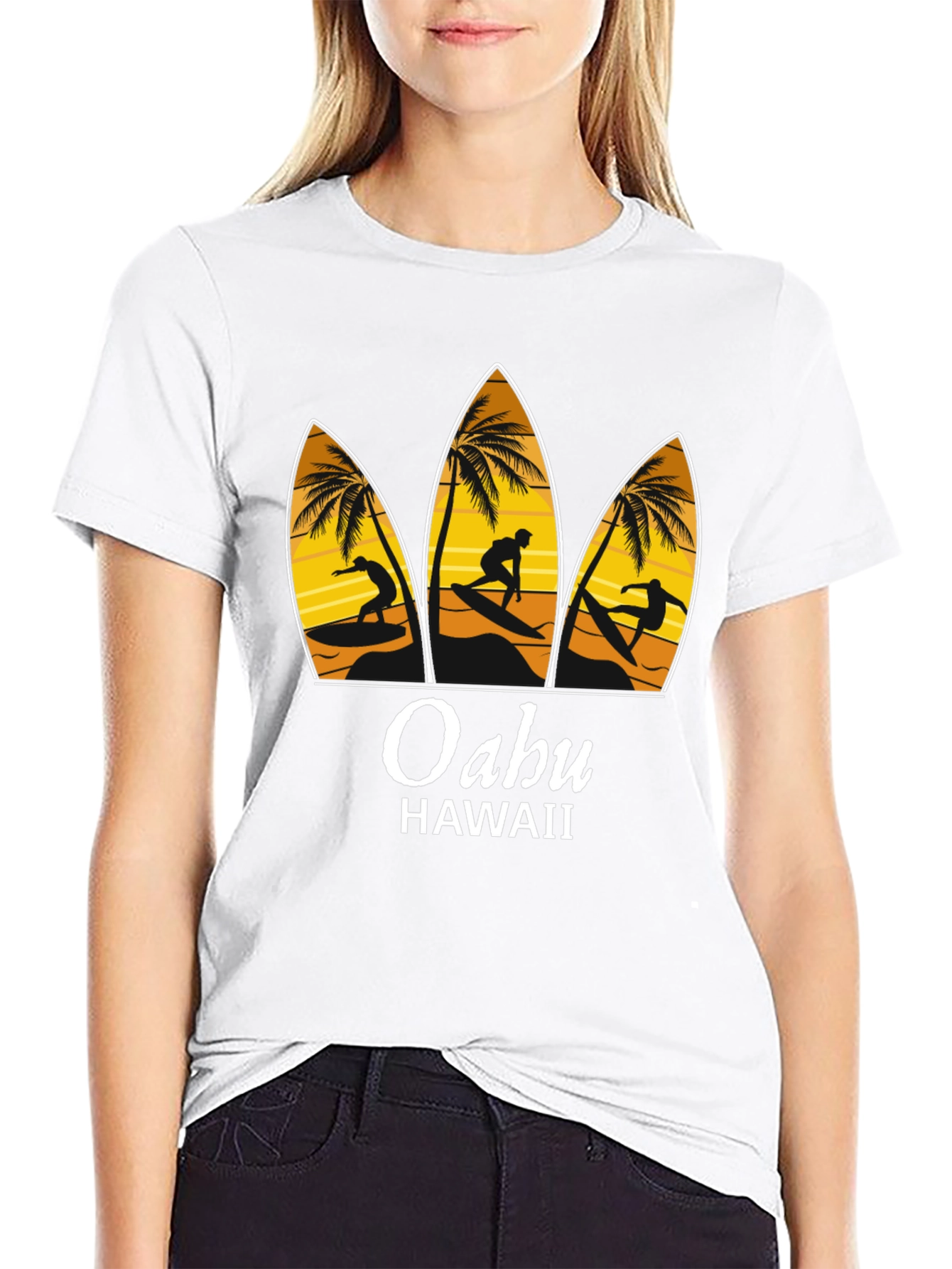Oahu Hawaii Surfboard T-Shirt