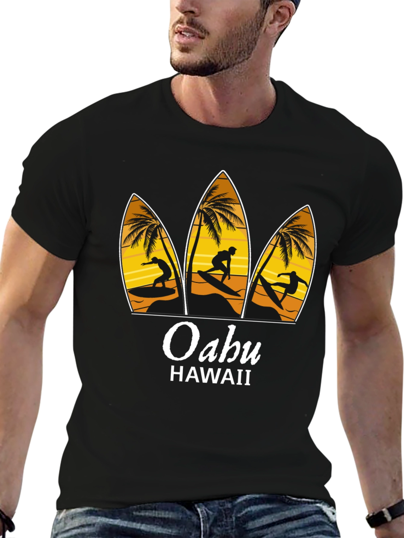 Oahu Hawaii Surfboard T-Shirt