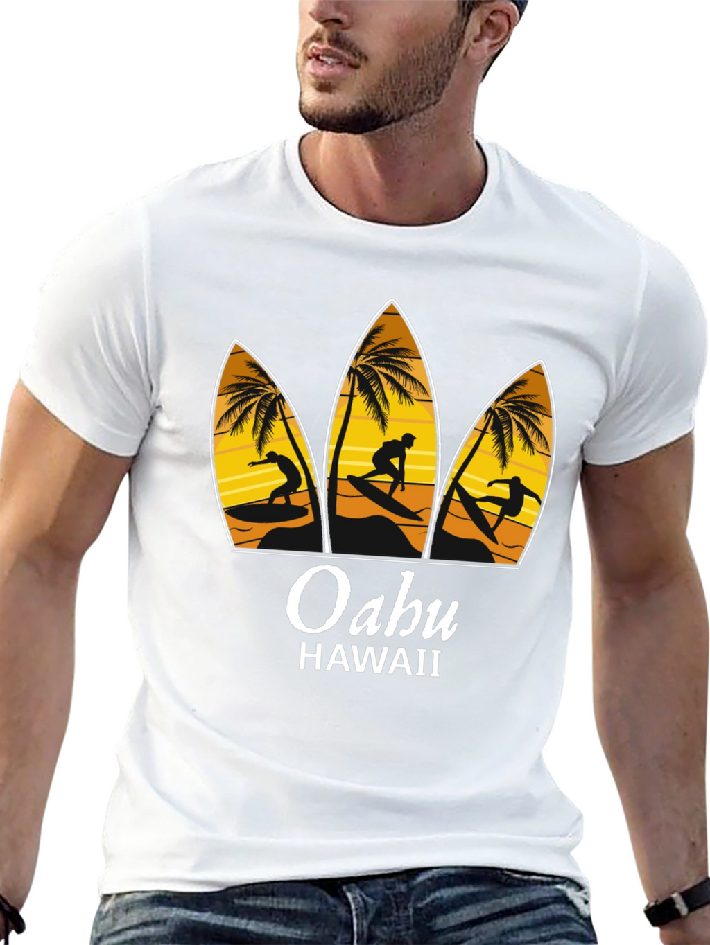 Oahu Hawaii Surfboard T-Shirt