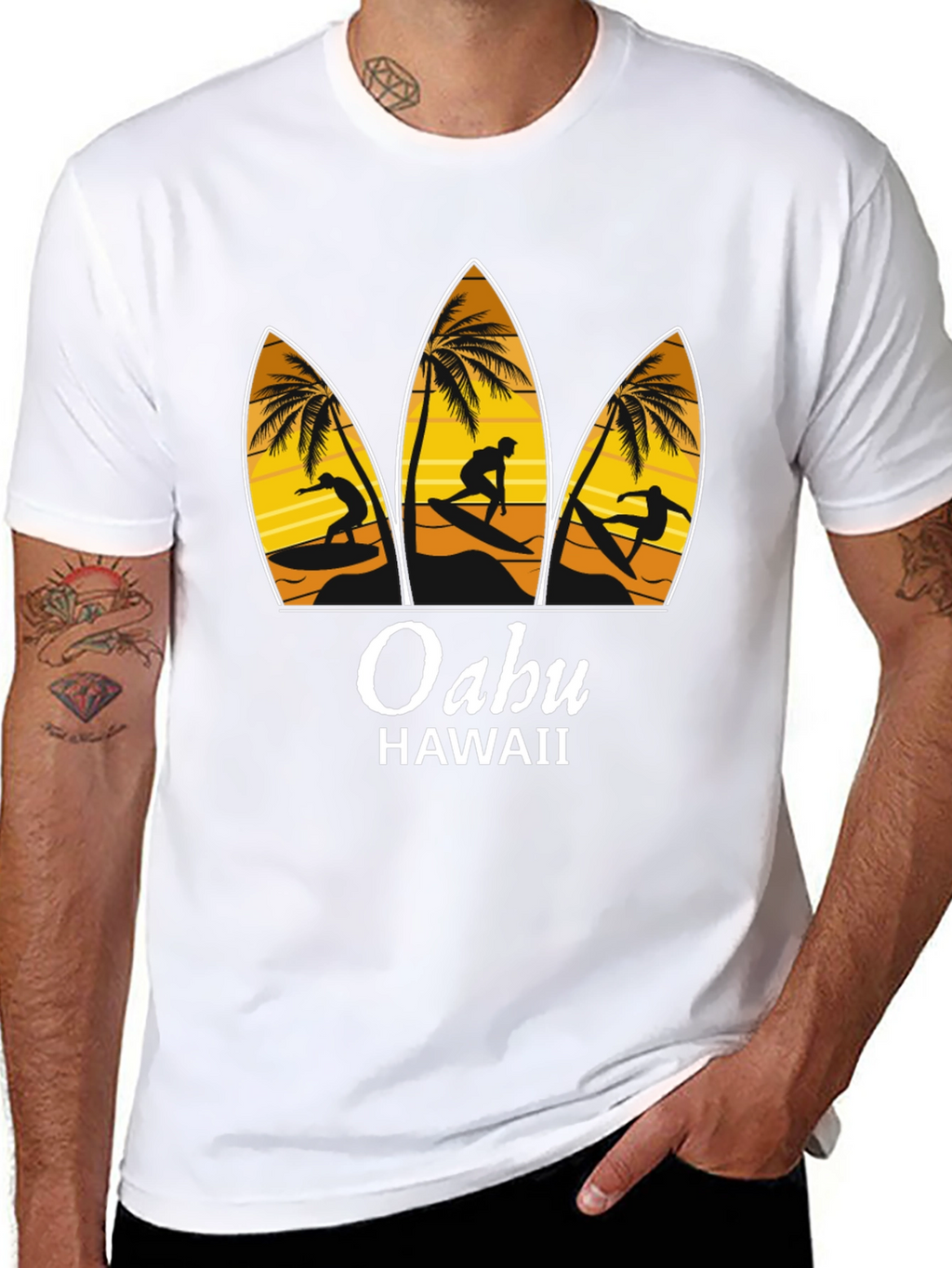 Oahu Hawaii Surfboard T-Shirt