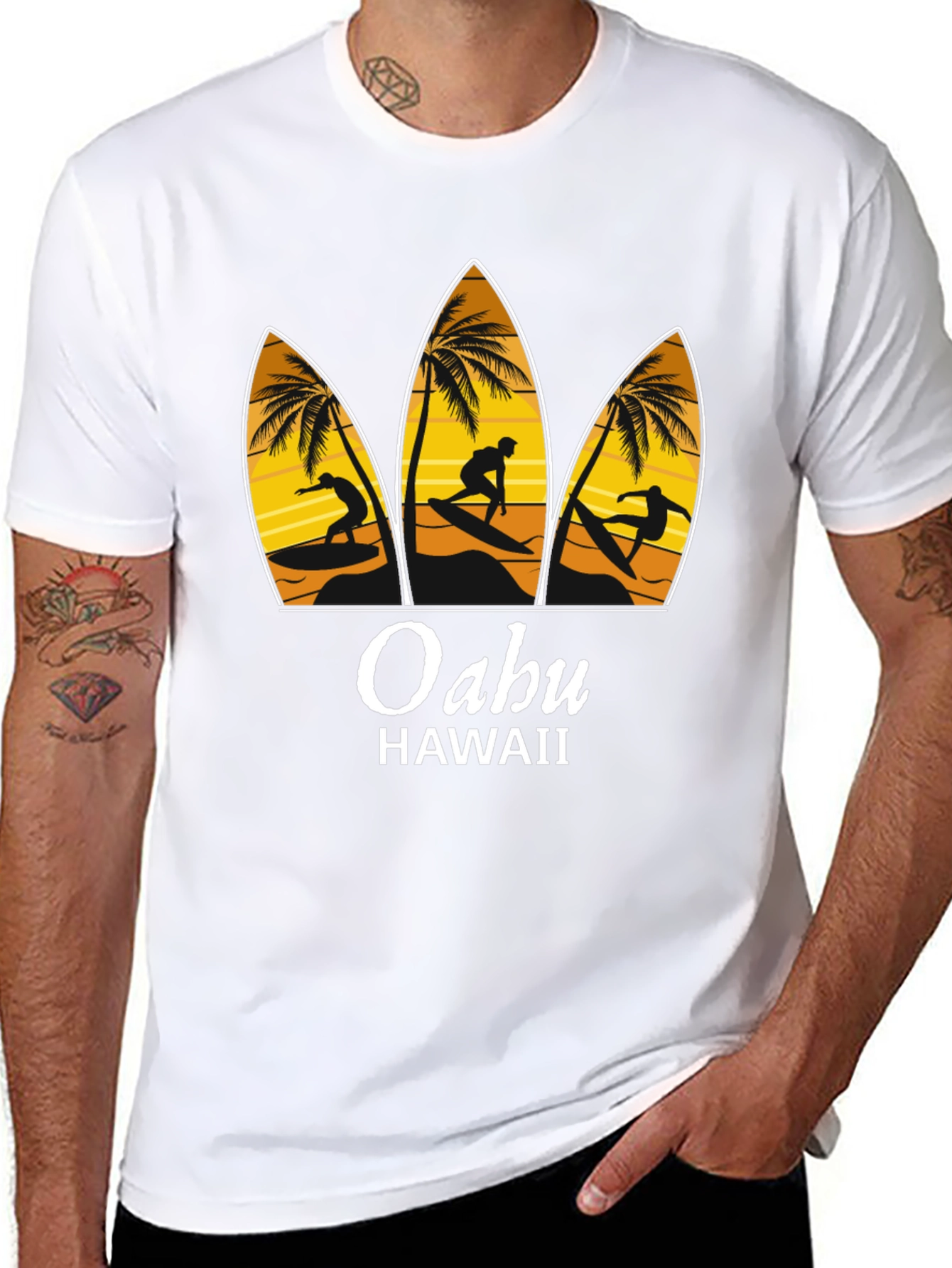 Oahu Hawaii Surfboard T-Shirt